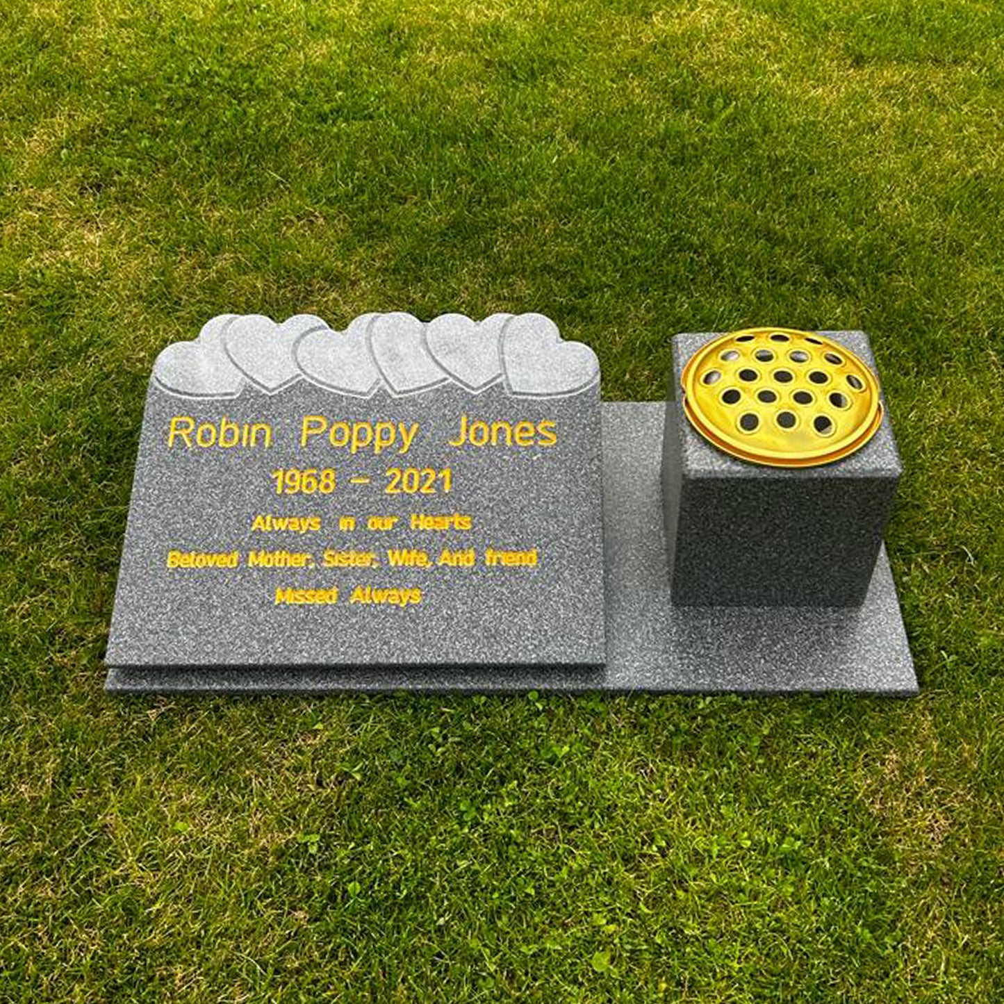 Love Hearts Memorial Stone with Vase