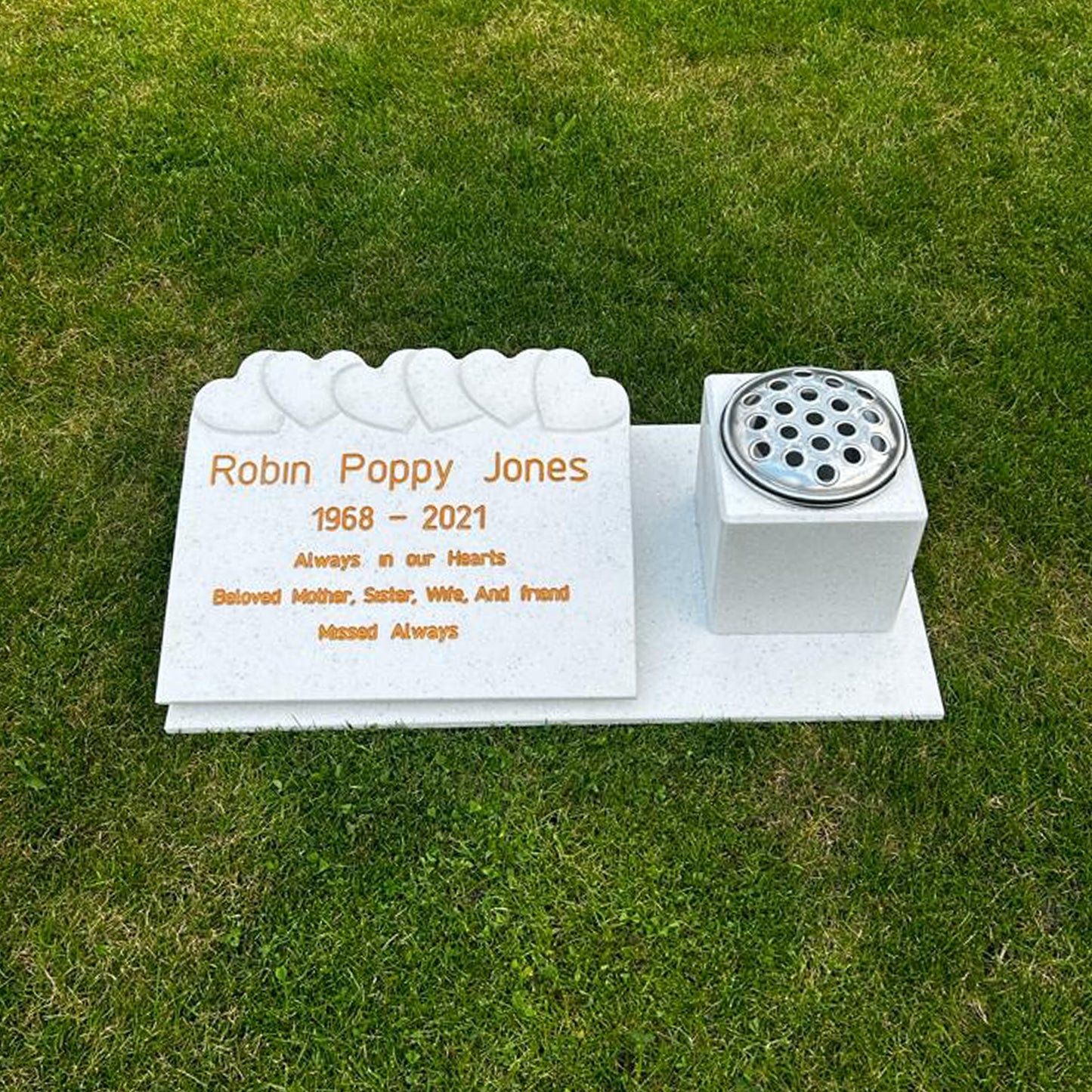 Love Hearts Memorial Stone with Vase