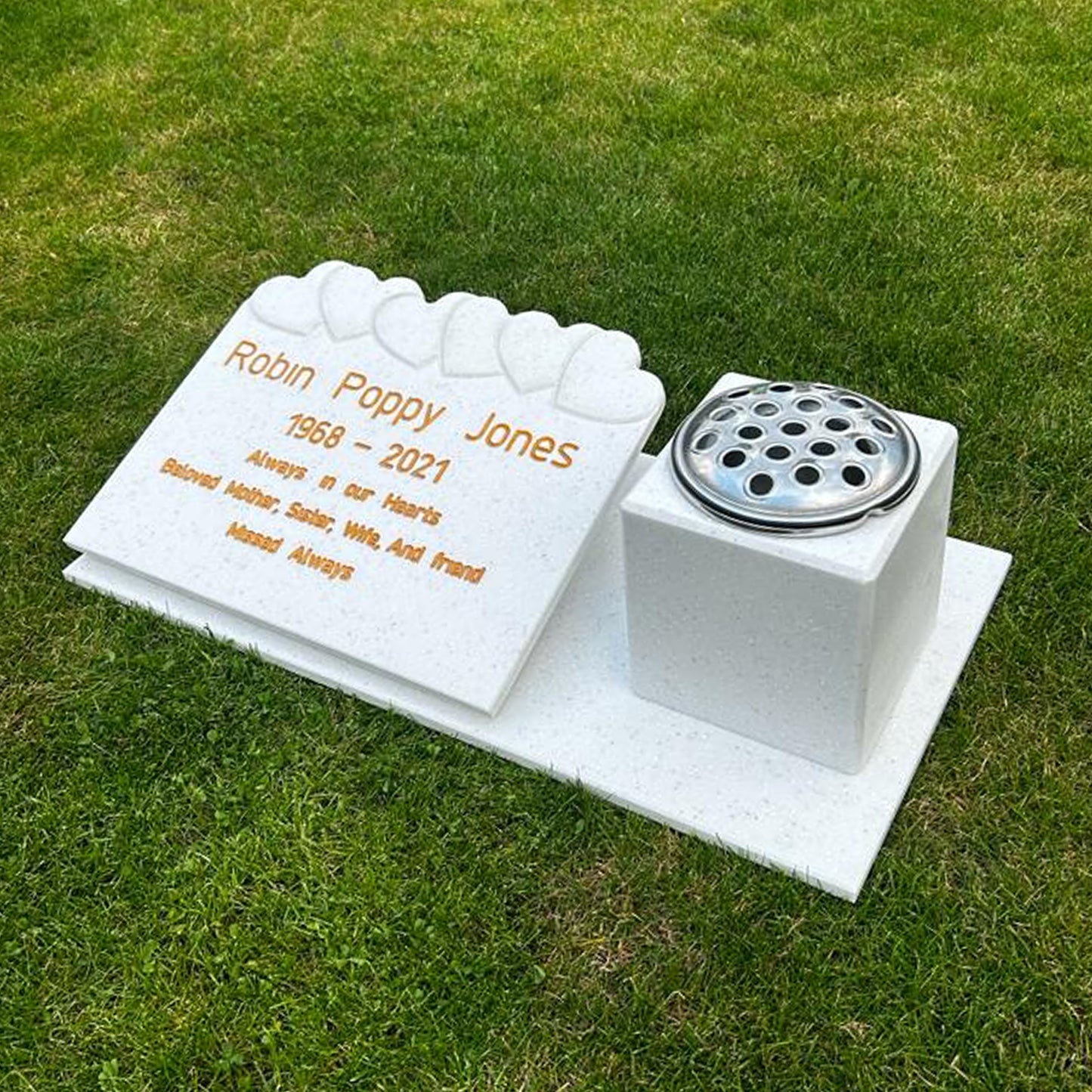 Love Hearts Memorial Stone with Vase