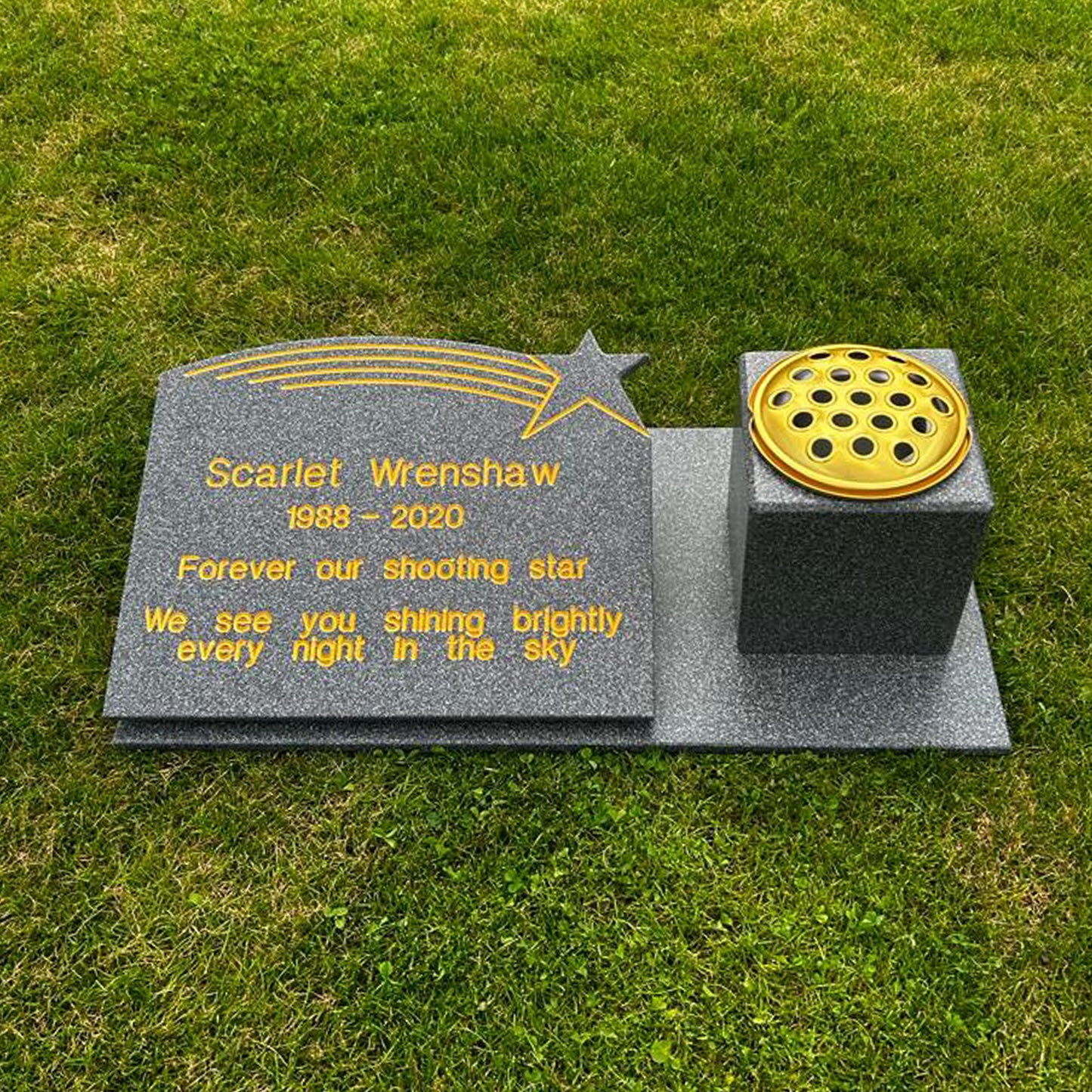 Shooting Star Memorial Stone with Vase