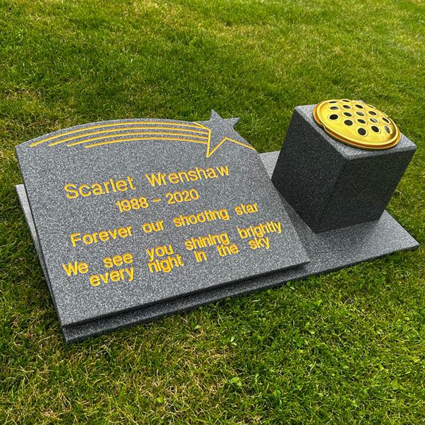 Shooting Star Memorial Stone with Vase