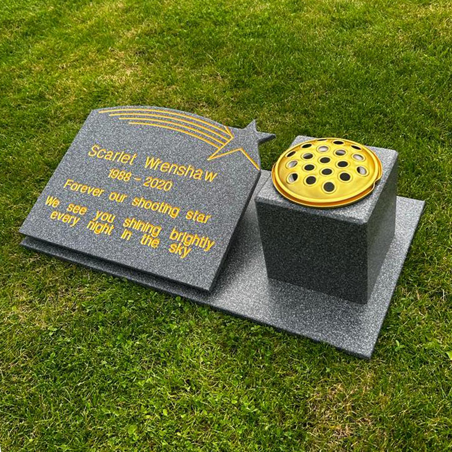 Shooting Star Memorial Stone with Vase